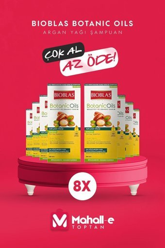 Bioblas Botanic Oils Onarıcı Düz Saçlar İçin Sülfatsız Keratin Argan Yağlı Parabensiz Kremsiz Şampuan Unisex Şampuanı 8x360 ml