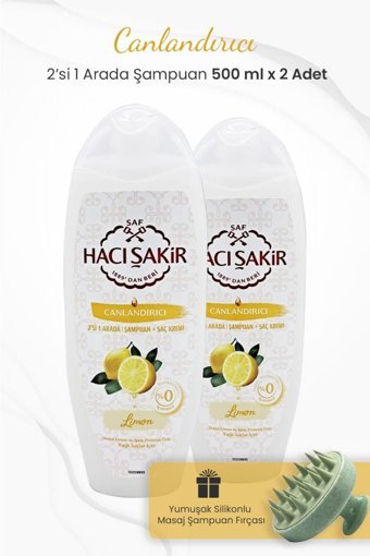 Hacı Şakir Canlandırıcı Arındırıcı Düz Saçlar İçin Limonlu Parabensiz Kremsiz Şampuan 2 si Bir Arada Unisex Şampuanı 2x500 ml