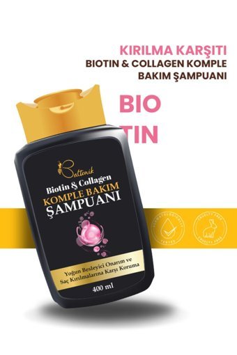 Baltonik Kırılma Karşıtı Onarıcı Düz Saçlar İçin Sülfatsız Keratin Kremsiz Şampuan Unisex Şampuanı 400 ml