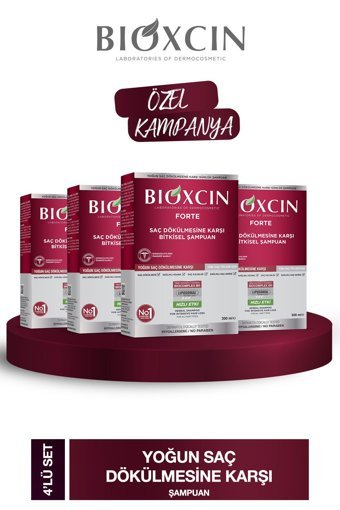 Bioxcin Forte Saç Dökülmesine Karşı Düz Saçlar İçin Kremsiz Şampuan Unisex Şampuanı 4x300 ml