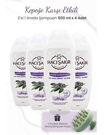 Hacı Şakir Arındırıcı Düz Saçlar İçin Parabensiz Kremsiz Şampuan 2 si Bir Arada Unisex Şampuanı 4x500 ml