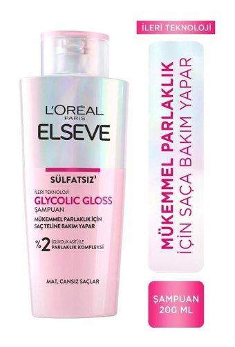 L'oréal Paris Elseve Glycolic Gloss Onarıcı Düz Saçlar İçin Kremsiz Şampuan Unisex Şampuanı 200 ml