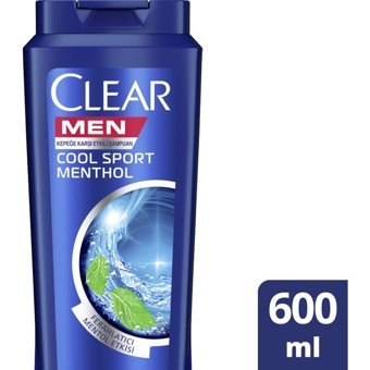 Clear Cool Sport Kepek Karşıtı Düz Saçlar İçin Mentollü Kremsiz Şampuan Erkek Şampuanı 600 ml