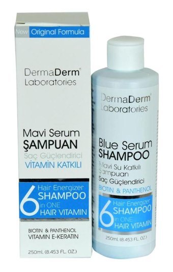 Dermaderm Laboratories Mavi Serum Onarıcı İnce Telli Düz Saçlar İçin Keratin Parabensiz Kremsiz Şampuan Unisex Şampuanı 250 ml