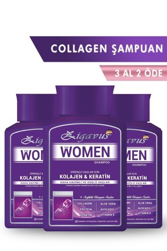 Zigavus Collagen Düz Saçlar İçin Keratin Parabensiz Kremsiz Şampuan Unisex Şampuanı 300 ml