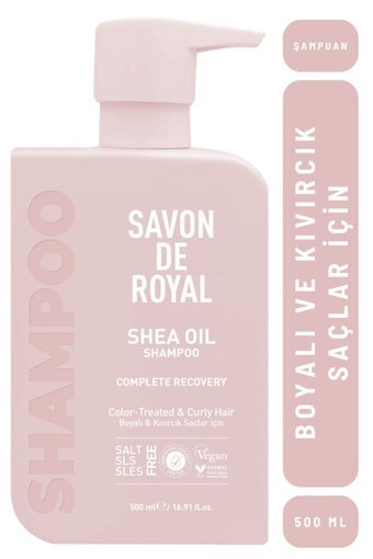Savon De Royal İyileşme Etkili Boyalı Kıvırcık Saçlar İçin Sülfatsız Parabensiz Kremsiz Şampuan Unisex Şampuanı 500 ml