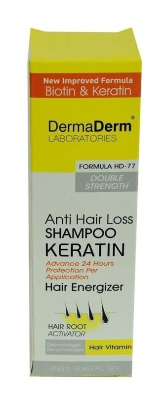 Dermaderm Laboratories Anti Hair Loss Hd-77 Onarıcı İnce Telli Düz Saçlar İçin Keratin Parabensiz Kremsiz Şampuan Unisex Şampuanı 250 ml