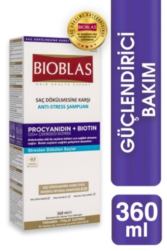 Bioblas Anti-Stress Onarıcı Düz Saçlar İçin Sülfatsız Keratin Parabensiz Kremsiz Şampuan Unisex Şampuanı 360 ml