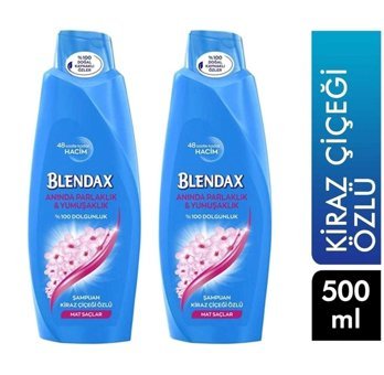 Blendax Parlaklık Düz Saçlar İçin Kiraz Çiçeği Kremsiz Şampuan Unisex Şampuanı 2x500 ml