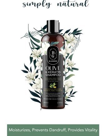 Blugree Onarıcı Arındırıcı İnce Telli Düz Saçlar İçin Keratin Zeytinyağlı Kremsiz Şampuan Unisex Şampuanı 350 ml