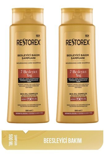 Restorex Besleyici Düz Saçlar İçin Parabensiz Kremsiz Şampuan Unisex Şampuanı 2x500 ml