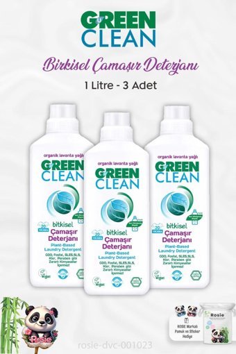 Green Clean Organik Lavanta Yağlı Tüm Renkler İçin 60 Yıkama Sıvı Deterjan 3x1 lt