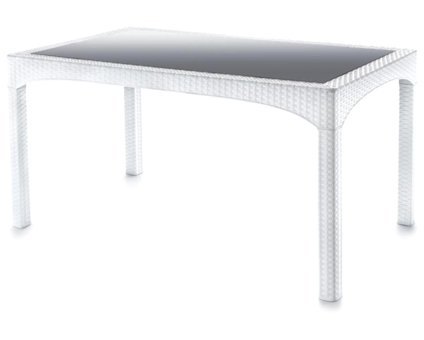 Omnipazar SY-2586 Beyaz Dikdörtgen Rattan Bahçe Masası