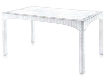 Omnipazar SY-2587 Dikdörtgen Rattan Bahçe Masası Beyaz