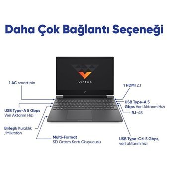 HP Victus 15 8U849EA Harici GeForce RTX 4050 Intel Core i7 13700H 16 GB DDR5 2 TB SSD 15.6 inç FHD Windows 11 Home Gaming Laptop