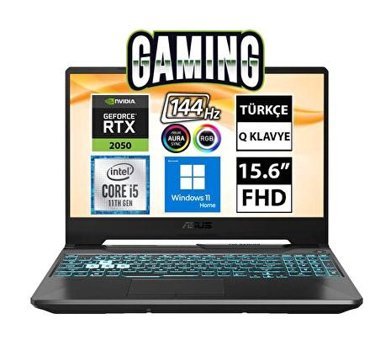 Asus TUF Gaming F15 FX506HF-HN028W07 Harici GeForce RTX 2050 Intel Core i5 11400H 32 GB DDR5 1 TB SSD 15.6 inç FHD Windows 11 Home Gaming Laptop