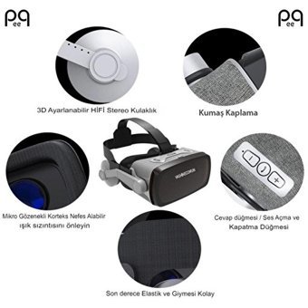 Peeq SC-G07E 3D Kumandalı 4.7-6.53 inç Bluetooth 96 °C Sanal Gerçeklik Gözlükleri