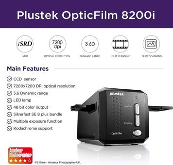 Plustek OpticFilm 8200i SE CCD MacOS-Windows Tarayıcı Siyah