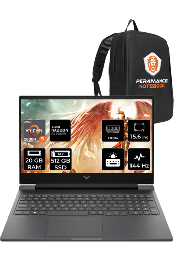 HP Victus 15 A42ZMEA Harici AMD Radeon RX6500M AMD Ryzen 5 5600H 20 GB DDR5 512 GB SSD 15.6 inç FHD Freedos Gaming Laptop PER4 ÇANTA