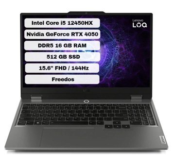 Lenovo LOQ Harici GeForce RTX 4050 Intel Core i5 12450HX 16 GB DDR5 512 GB SSD 15.6 inç FHD Freedos Gaming Laptop