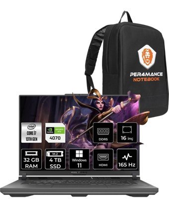 Asus ROG Strix G16 N3187 Harici GeForce RTX 4070 Intel Core i7 13650HX 32 GB DDR5 4 TB SSD 16 inç WUXGA Windows 11 Home Gaming Laptop PER4 ÇANTA