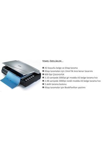 Plustek OpticBook A300 600 Dpi CCD Windows Tarayıcı Gri-Siyah