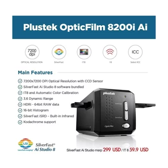 Plustek Opticfilm 8200I Aı CCD MacOS-Windows Tarayıcı Siyah