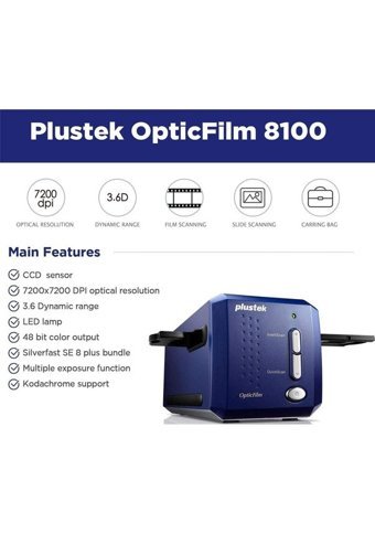 Plustek Opticfilm 8100 MacOS-Windows Tarayıcı Mavi-Siyah
