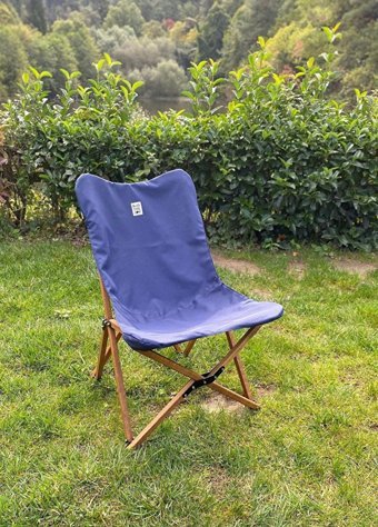 Bag The Joy 50x50 cm Tabureli Çantalı Kare Ahşap Katlanır Kamp Masası Kahverengi - Lacivert
