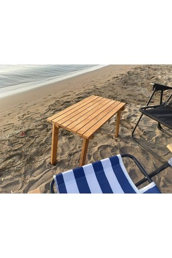 Askar Home 65x45 cm Dikdörtgen Ahşap Katlanır Kamp Masası Çam