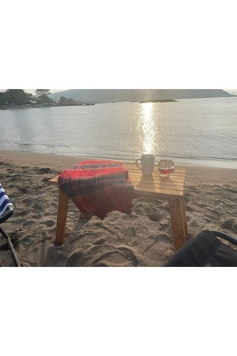 Askar Home 65x45 cm Dikdörtgen Ahşap Katlanır Kamp Masası Çam