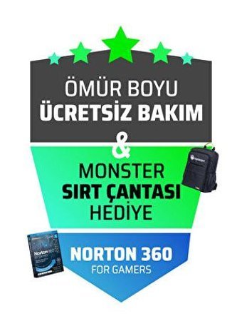 Monster Tulpar T5 V23.3.8 Harici GeForce RTX 4060 Intel Core i5 12450H 64 GB DDR5 1 TB SSD 15.6 inç FHD Freedos Gaming Laptop