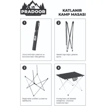 Famebag 73x53 cm Çantalı Dikdörtgen Kumaş Katlanır Kamp Masası Koyu Kamuflaj