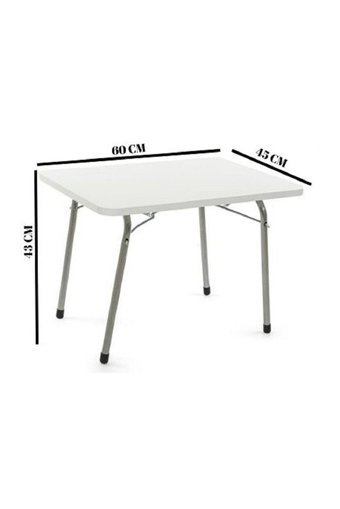 Bene 60x45 cm Dikdörtgen Ahşap Katlanır Kamp Masası Beyaz