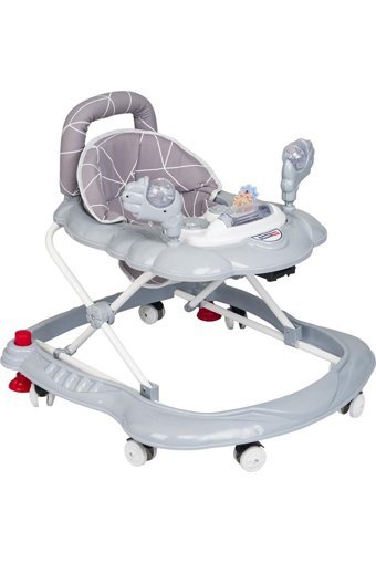 Tommybaby 8 Tekerlekli 3 Kademeli Oyuncaklı Müzikli Örümcek Yürüteç Gri