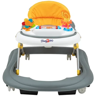 Baby2Go Toddle Lüks 6 Tekerlekli Oyuncaklı Müzikli Örümcek Yürüteç Sarı