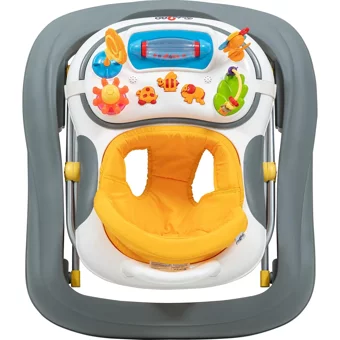Baby2Go Toddle Lüks 6 Tekerlekli Oyuncaklı Müzikli Örümcek Yürüteç Sarı
