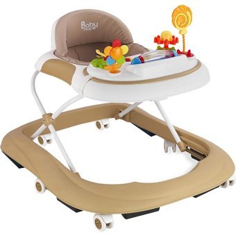 Baby Hope 213 Star Yeni Versiyon 6 Tekerlekli Oyuncaklı Müzikli Örümcek Yürüteç Bej