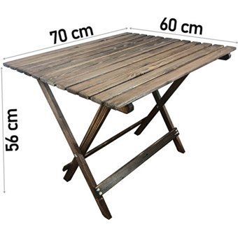 Ayfiwood A70-60 70x60 cm Dikdörtgen Ahşap Katlanır Kamp Masası Kahverengi