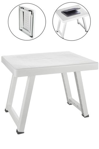 Binbirreyon Ha000-1 49.5x39 cm Dikdörtgen Plastik Katlanır Kamp Masası Beyaz