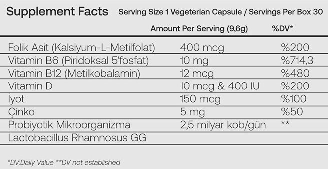 Folbiotic Folat B12 D3 Aromasız Yetişkin Vitamin 30 Kapsül