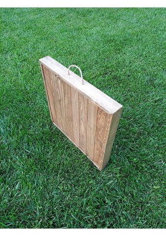 Birayse 50x50 cm Çantalı Kare Ahşap Katlanır Kamp Masası Vizon