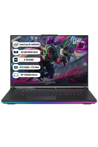 Asus ROG Strix SCAR 18 G834JYR-N6100 Harici GeForce RTX 4090 Intel Core i9 14900HX 32 GB DDR5 2 TB SSD 18 inç QHD Freedos Gaming Laptop