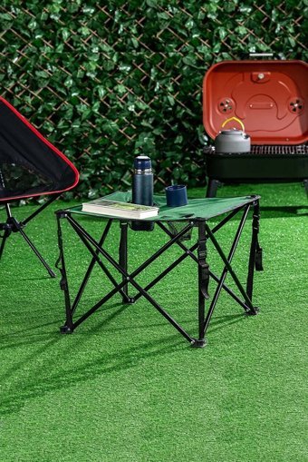 Binbirreyon Ha041 46x46 cm Çantalı Kare Kumaş Katlanır Kamp Masası Yeşil
