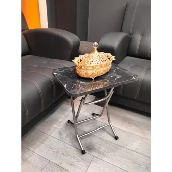 Ankases 45x35 cm Dikdörtgen Ahşap Katlanır Kamp Masası Siyah