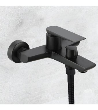 Fleko Pirinç Çiftli Aç Kapa Solo Kare Banyo Bataryası Siyah