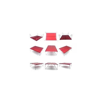 Bestone 35x25 cm Mini Çantalı Dikdörtgen Alüminyum Katlanır Kamp Masası Kırmızı