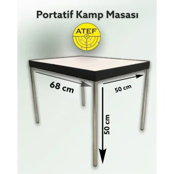 Atef Portatif 68x50 cm Dikdörtgen Kamp Masası Beyaz