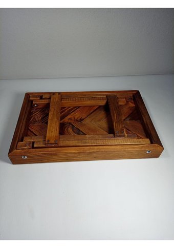 Birayse 50x30 cm Çantalı Kare Ahşap Katlanır Kamp Masası Kahverengi