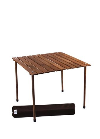 Bag The Joy 70x70 cm Tabureli Çantalı Kare Ahşap Katlanır Kamp Masası Kahverengi - Koyu Gri